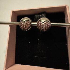 Authentic Pandora retired red heart Cz and sterling clips